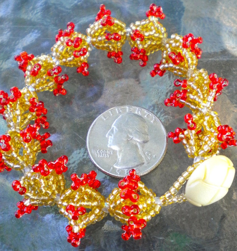 Bracelet Red Gold Beaded Zulu Flowerette Chain FREE SHIPPING image 5