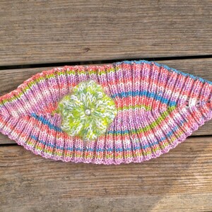 Headband Earwarmer Pastel Flower Sherbet Stripe Hand Knit image 5