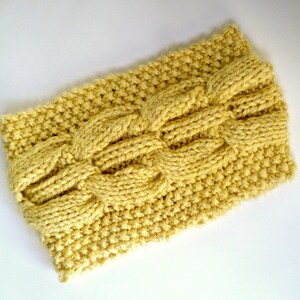 Cowl Bulky Cornsilk Yellow Hand Knit Cable