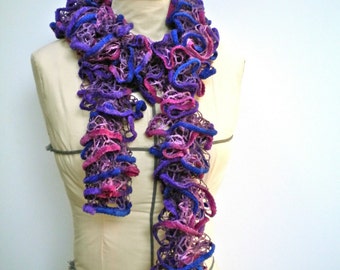 Scarf Purple Fuchsia Ruffles Yarn Bee Chrysalis Velvet