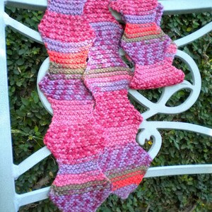 Scarf Pink Purple Stripe Diamond Hand Knit