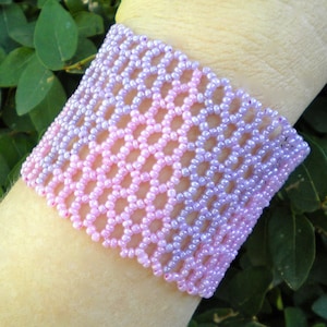 Bracelet Purple Pink Cuff Zulu Beaded Wrap