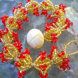 Bracelet Red Gold Beaded Zulu Flowerette Chain FREE SHIPPING image 4