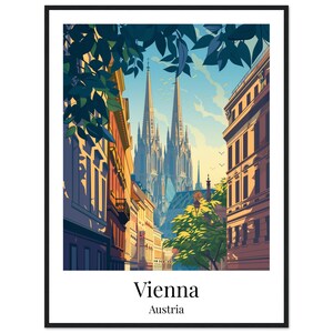 Vienne, Autriche – Affiche de ville moderne | Impression de voyage illustrée | Art mural urbain de la série « World Cities »