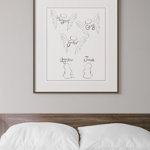 Custom Angel Baby Hand Drawn Line Art, Stillborn Baby Loss Miscarriage Gift, Pregnancy Loss Digital Print Memorial Keepsake Remembrance Gift
