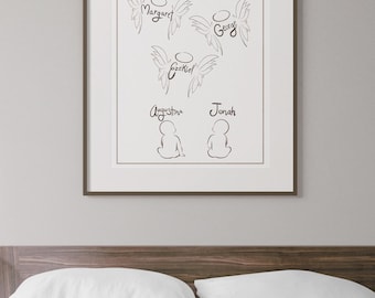Custom Angel Baby Hand Drawn Line Art, Stillborn Baby Loss Miscarriage Gift, Pregnancy Loss Digital Print Memorial Keepsake Remembrance Gift