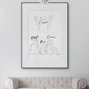 Custom Angel Baby Hand Drawn Line Art, Stillborn Baby Loss Miscarriage Gift, Pregnancy Loss Digital Print Memorial Keepsake Remembrance Gift