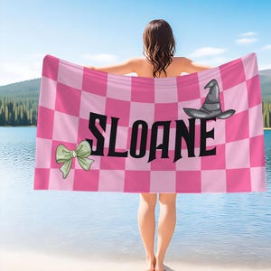 Wicked Beach Towel, Custom Name Towel, Gift for Wicked Fan, Unique Gift for Kids, Wicked Birthday Party Favor, Personalized Name Beach Towel