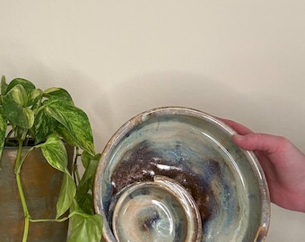 Spiral Chip and Dip Bowl, Appetizer Dish, Serving Dish - Handmade