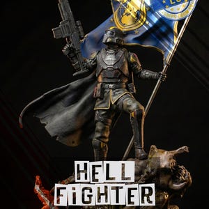 Hell Fighter 3D-geprint standbeeld - geschilderd miniatuurfiguur voor verzamelaars, perfect cadeau-idee voor gamers en verzamelaars