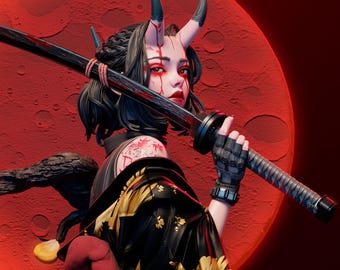 Figura de demonio femenino Oni Decor, kit pintado a mano o sin pintar (escala 1/12, 1/6, resina UV)