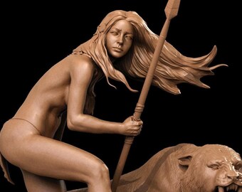 Mujer guerrera de las cavernas coleccionable Fanart Miniatura NSFW Pinup Miniaturas Coleccionables Boris Vallejo