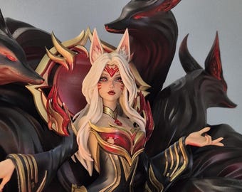Statue de collection imprimée en 3D peinte à la main légendaire de Kitsune - Cadeau unique de décoration d'intérieur - Détaillée - Échelle 1/8