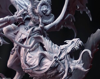 Palico Dragon-Rider Unpainted Garage Kit, 3D Resin Model Kit, 1:10 Scale Figure
