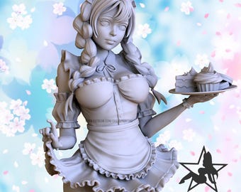 Mitsuri Maid 3D Printed Collectible Statue - painted NSFW Anime Figurine, Unique Gift Idea for Fans, Custom Desk Decor
