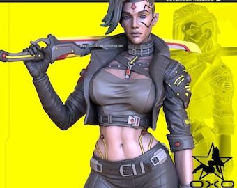 Estatua de resina impresa en 3D de Cyberpunk Waifu, figura coleccionable en miniatura, NSFW, escala 1:10