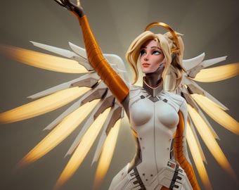 Guardian Angel Hand Painted 3D Printed Collectible Statue - Unique Home Decor Gift - Detailed - Scale 1/8