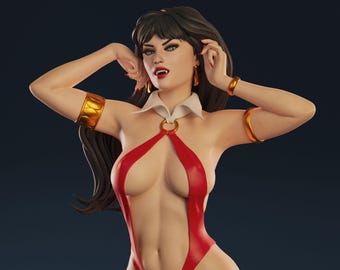 Vampire Girl 3D Printed Resin Statue: Fan Art Collectible Figure