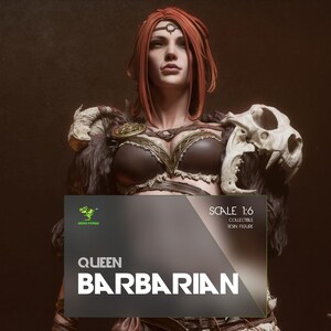 Figuur barbaarse koningin - handgeschilderd 3D-geprint verzamelobject - Fantasy Warrior-standbeeld - NSFW-optie