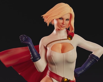 Estatua de Power Girl impresa en 3D: figura pin-up en miniatura coleccionable, idea de regalo única y no apta para el trabajo.