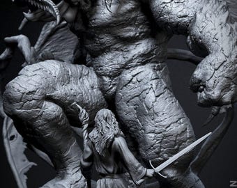 Balrog vs Gandalf Diorama Fanart 3D Painted Printed Collectible Statue, Resin Figure
