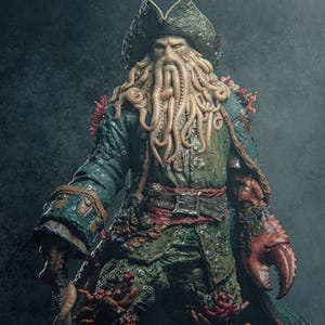 Capitán Tentáculos, figura coleccionable a escala 1/10 y 1/6 - Kit de modelo de resina 3D pintado a mano - Comandante de las profundidades marinas