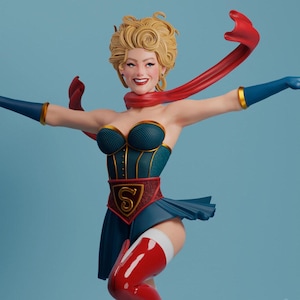 Retro Heroine Collectible 1/10, 1/6 Scale Statue Figure - 3D Resin Model Kit Hand-Painted - Vintage Might