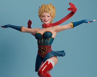 Retro Heroine Collectible 1/10, 1/6 Scale Statue Figure - 3D Resin Model Kit Hand-Painted - Vintage Might