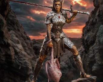 Judgemental Warrior Hand Painted 3D Printed Collectible Statue - Unique Home Decor Gift - Detailed - Scale 1/8