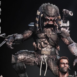 Predator and Dutch Diorama 3d print Collectible Miniature statue figure gift idea for man woman painter painted scale 1\10