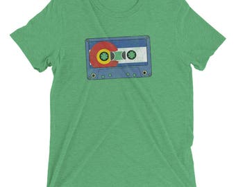 Colorado State Flag Cassette Tape Design Short sleeve t-shirt