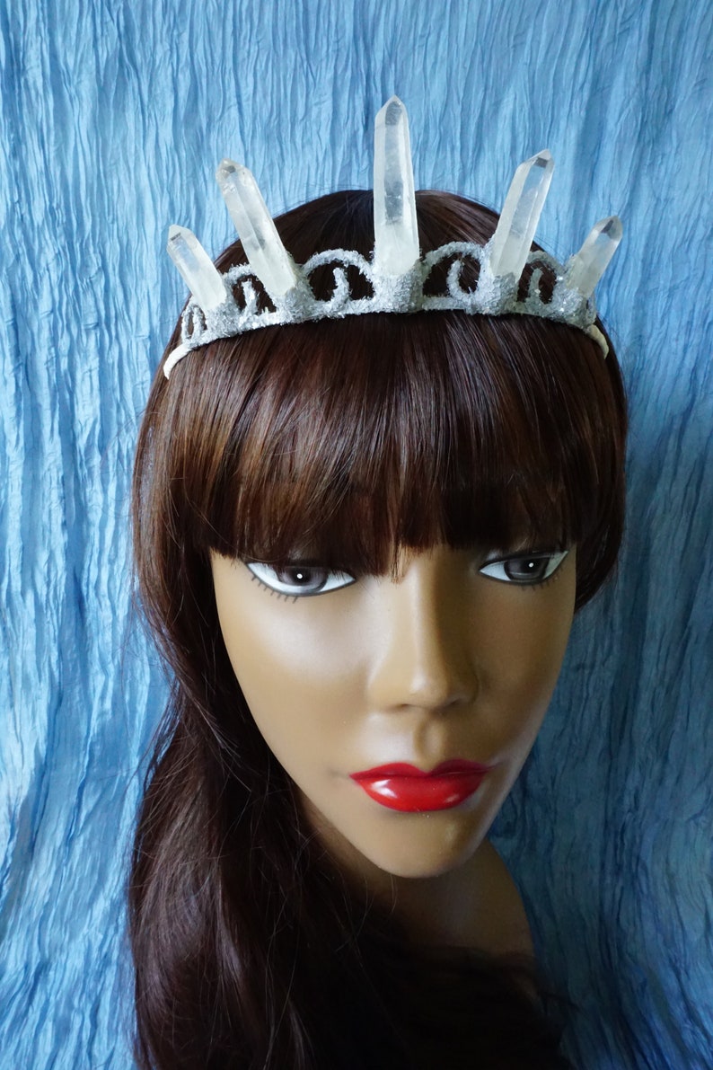 Quartz Crystal Fairy Crown Tiara for Festival, Boho Wedding, Prom, Special Occasion bild 2