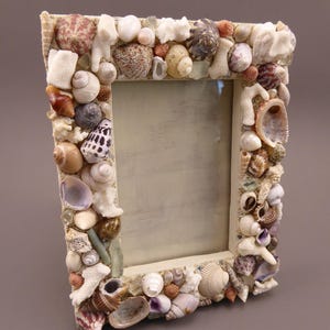 Seashell Art Beach Bungalow Shabby Chic Photo Frame, Nautical