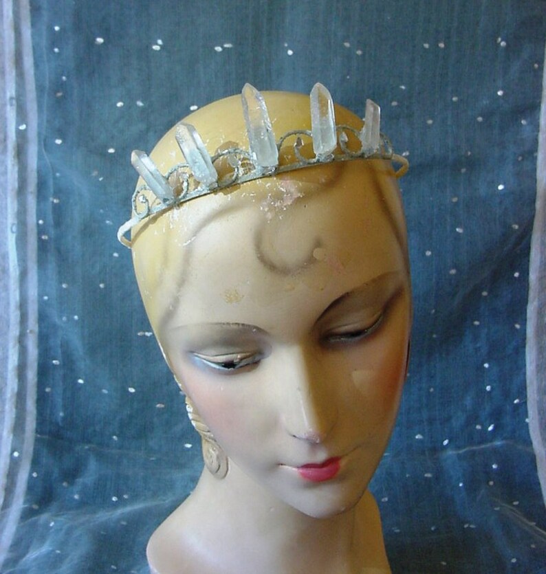 Quartz Crystal Fairy Crown Tiara for Festival, Boho Wedding, Prom, Special Occasion bild 3