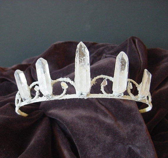Quartz Crystal Fairy Crown Tiara for Festival, Boho Wedding, Prom, Special Occasion