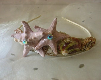 Starfish+Shell Mermaid Tiara Beach Wedding Crown