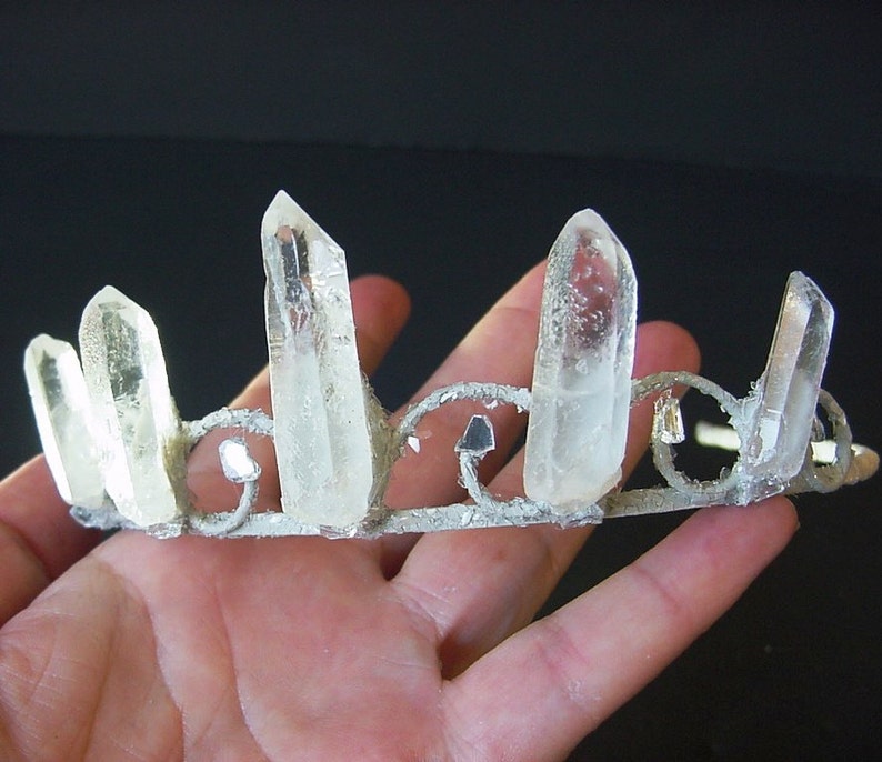 Quartz Crystal Fairy Crown Tiara for Festival, Boho Wedding, Prom, Special Occasion bild 5