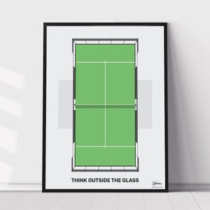 Piensa más allá del cristal, póster vintage de pista de pádel, impresión de arte de pared de pádel, retro, WPT, Pemiere, minimalista, póster clásico de papel mate