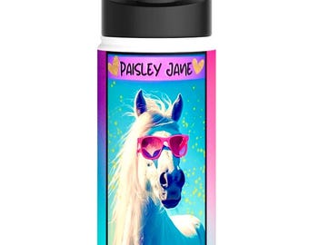 Magisches Pferd 12 oz. Wasserflasche mit anpassbarem Namen