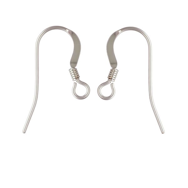 20 Sterling Silver French Hook Earwire with coil 10 pair, 20 pieces, ear wire, earring finding, bulk earwire, jewelry finding (ea-ssewc-20j