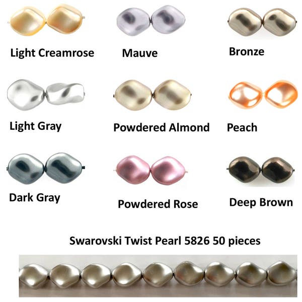 20 Swarovski Crystal Pearls Twist 5826 Wavy 9x8mm Bead Creamrose Gray Mauve 9 colors Overstock wedding bridal wholesale (swp-260xx)