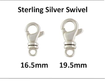 Sterling Silver Swivel Large Lobster Clasp closed Ring, Teardrop, Trigger 2 sizes, 16.5mm, 19.5mm per piece Jewelry Finding Bulk (sswl