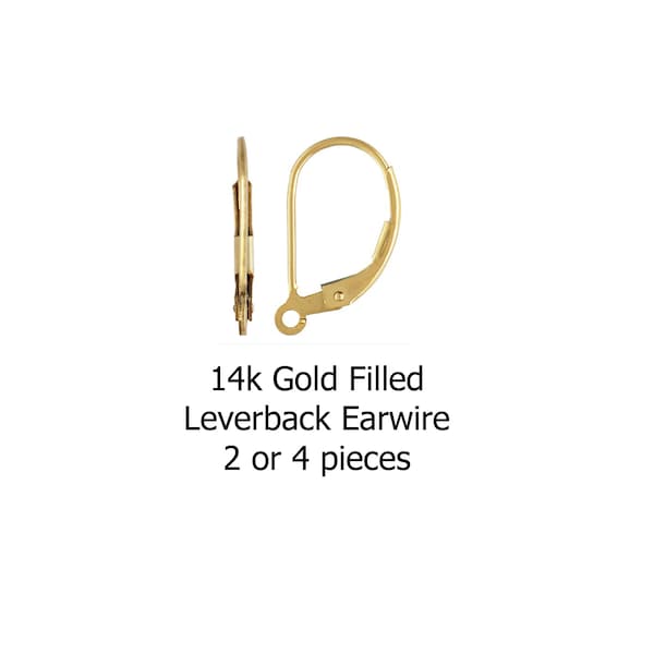 2 or 4 pc Leverback 14k gold filled, Plain, open ring, Lever Back Earring Earwire Jewelry Finding 1/20  (ea-glpj-2or4