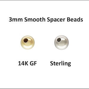 3mm Smooth Round Spacer Beads 50 Sterling Silver or 25 14K Gold Filled, Jewelry Finding, Precious Metal Beads, Beading (sbb3 gbb3j