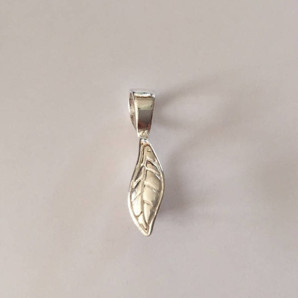 Sterling Silver 925 Shiny Pinch Bail, Leaf, Jewelry Finding, Medium 23mm, Pendant, Necklace, Chain, Wholesale price (ba-p5bail-1