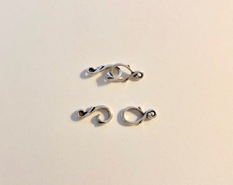 4 sets TierraCast Vine Hook n Eye Clasp Set, Antiqued Silver Plated Pewter, USA, shop closeout (ta-shevine-4