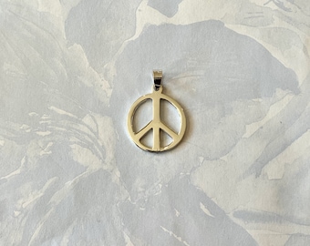 Peace Symbol Pendant, Sterling 925 Silver, 1 inch, hippie, boho, folk art, jewelry making (es-peace