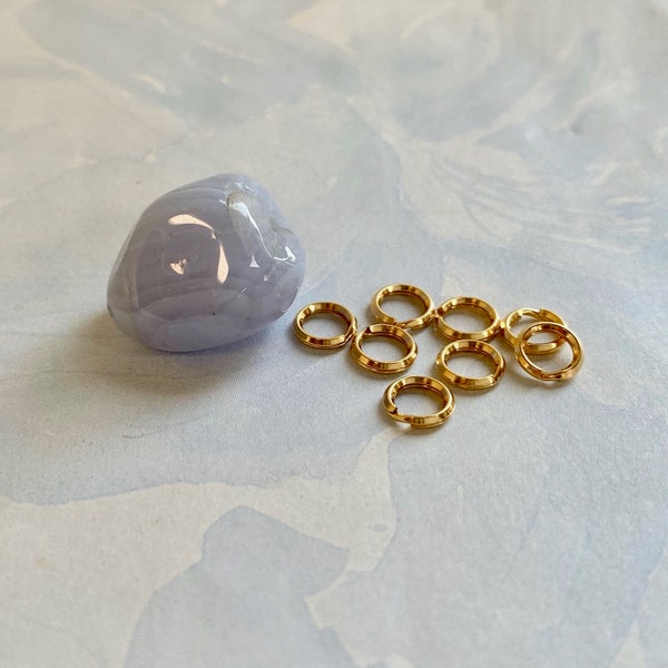 6mm Split Rings 14K gold filled, 10 pieces, a secure way to attach charms and beads in jewelry making (ri-gsr6-25