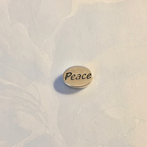 2 Peace Message Beads Solid Sterling Silver, Inspirational, Folk, Hippie, 11mm, 2 gram per bead (ab-peace-2