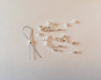 25pc Twisted Tornado Crimp Bead .019 Pure Silver Ultraplate 2x3mm, jewelry finding, tube crimp (cb-uts19-25